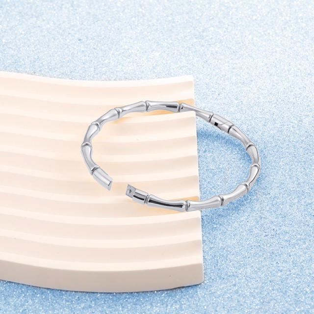 Basic bamboo bead stainless steel bangle band