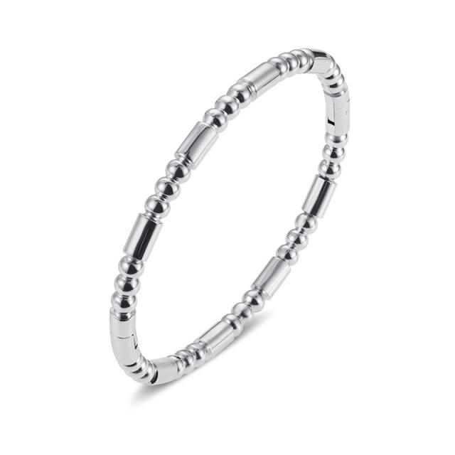 Basic bamboo bead stainless steel bangle band