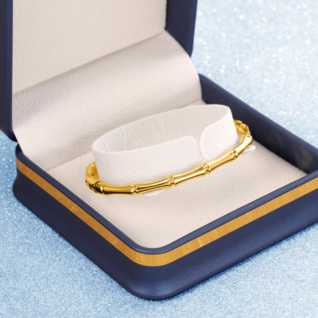 Basic bamboo bead stainless steel bangle band