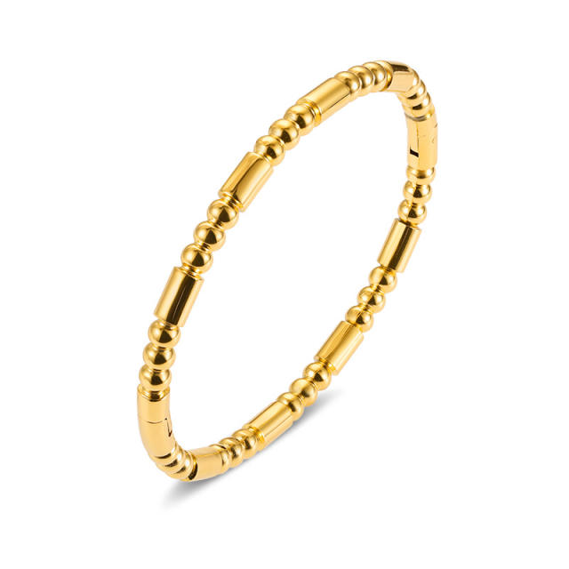Basic bamboo bead stainless steel bangle band