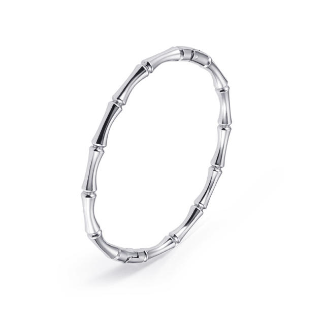 Basic bamboo bead stainless steel bangle band