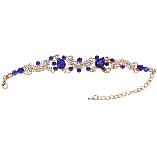 Delicate colorful rhinestone statement wedding bracelet