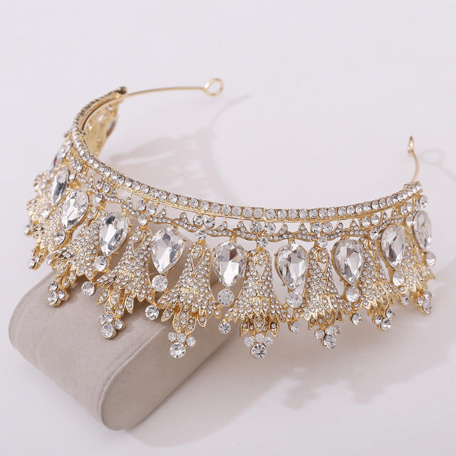 Luxury colorful rhinestone crystal stone wedding prom hair crown