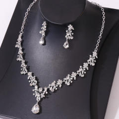 Chic colorful rhinestone delicate wedding bridal necklace set