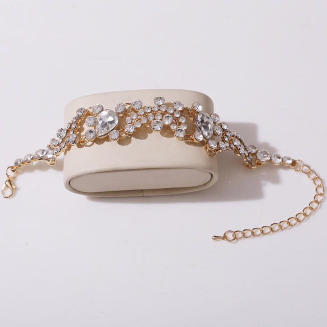 Delicate colorful rhinestone statement wedding bracelet