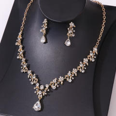 Chic colorful rhinestone delicate wedding bridal necklace set