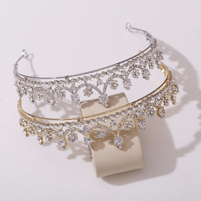 Korean fashion chic gold silver color rhinestone small hair crown