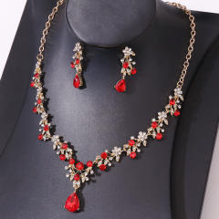 Chic colorful rhinestone delicate wedding bridal necklace set