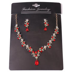 Chic colorful rhinestone delicate wedding bridal necklace set