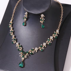 Chic colorful rhinestone delicate wedding bridal necklace set