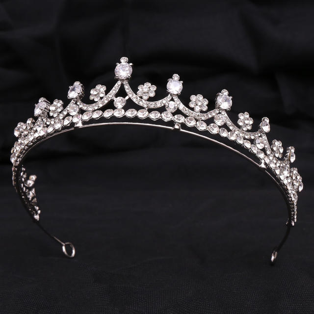 Korean fashion chic gold silver color rhinestone small hair crown