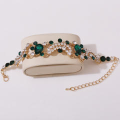 Delicate colorful rhinestone statement wedding bracelet