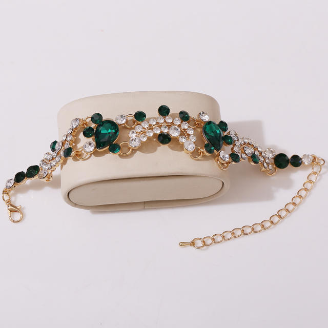 Delicate colorful rhinestone statement wedding bracelet