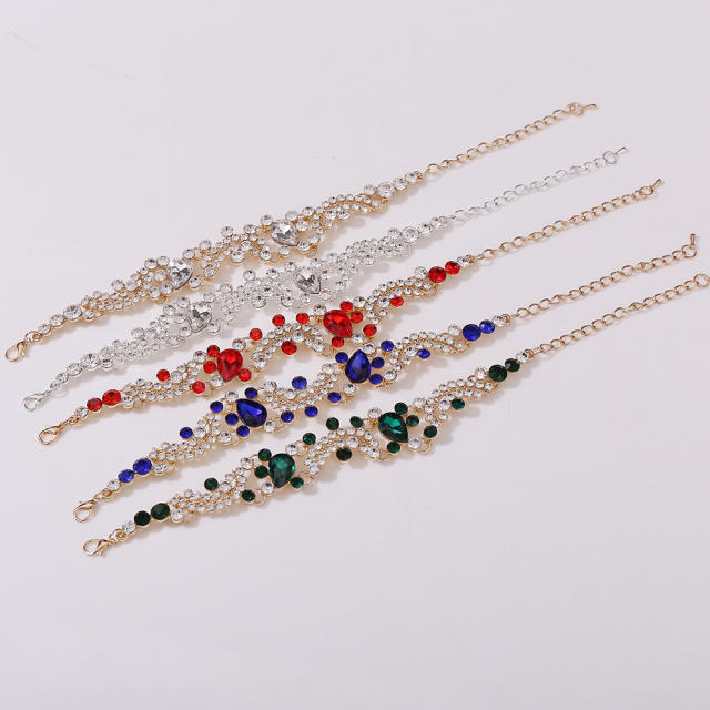 Delicate colorful rhinestone statement wedding bracelet