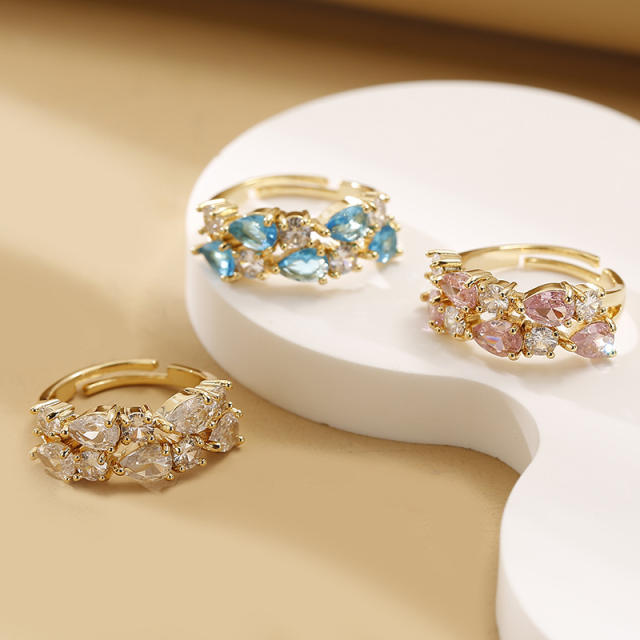 3A colorful cubic zircon statement copper finger rings