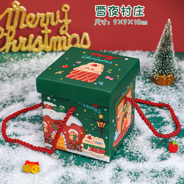 Christmas foldable small gift box with lid 4pcs set