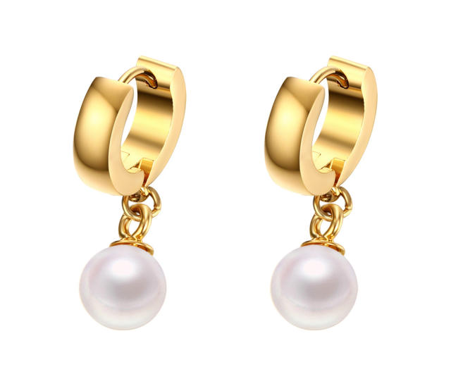 Occident fashion pearl drop stainless steel earrings