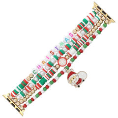 Christmas series elastic clay beads watch band for apple watch