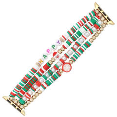 Christmas series elastic clay beads watch band for apple watch