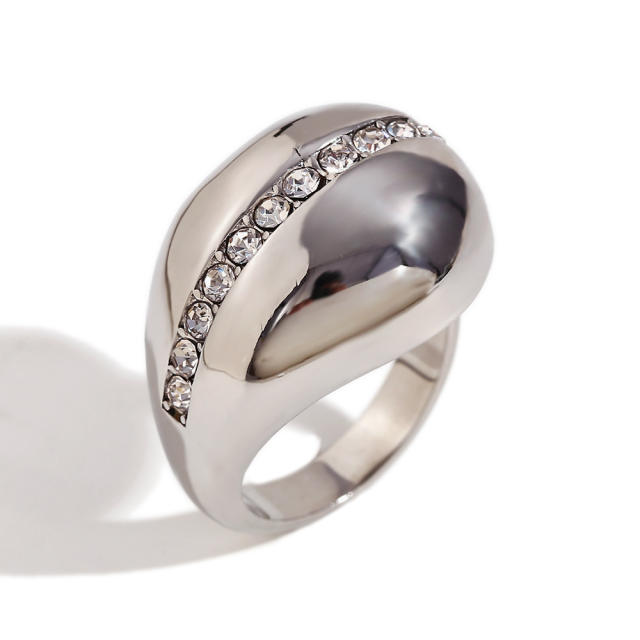 18KG chunky diamond water drop stainless steel finger rings