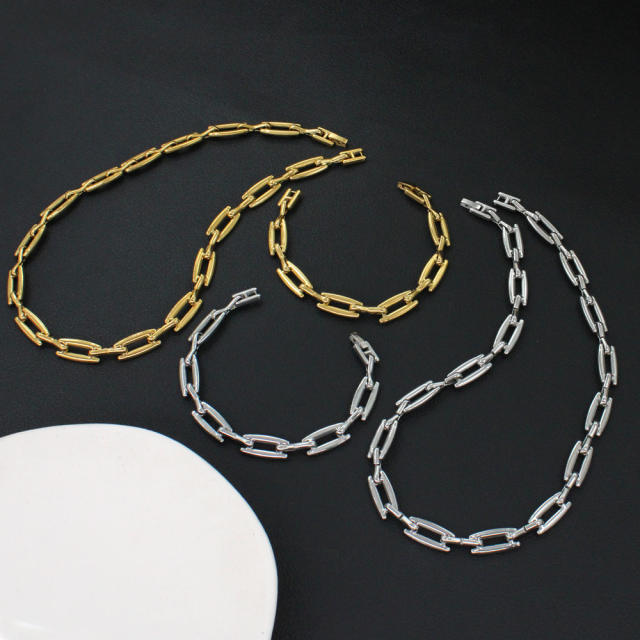 Concise easy match stainless steel chain necklace bracelet