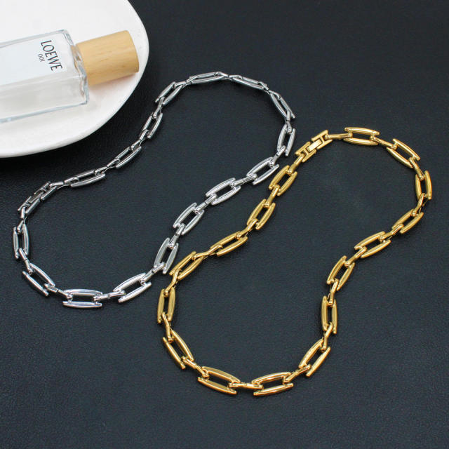 Concise easy match stainless steel chain necklace bracelet
