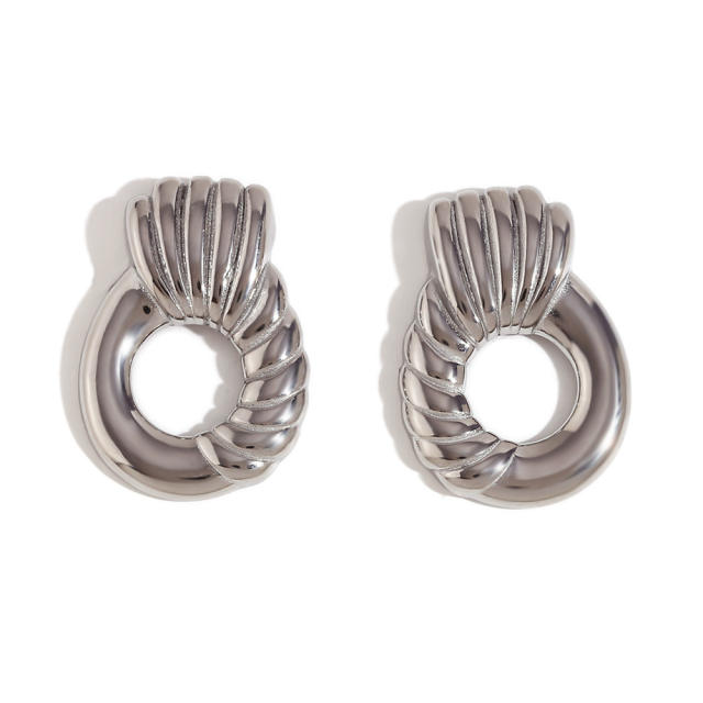 18KG stainless steel evil eye geometric shape chunky earrings collection