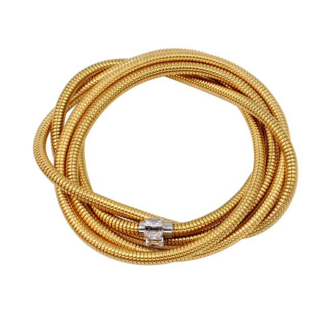 Occident fashion elastic wireless rhinestone stainless steel bangle bracelet