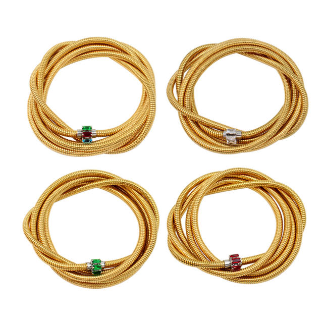 Occident fashion elastic wireless rhinestone stainless steel bangle bracelet