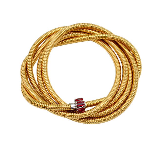 Occident fashion elastic wireless rhinestone stainless steel bangle bracelet