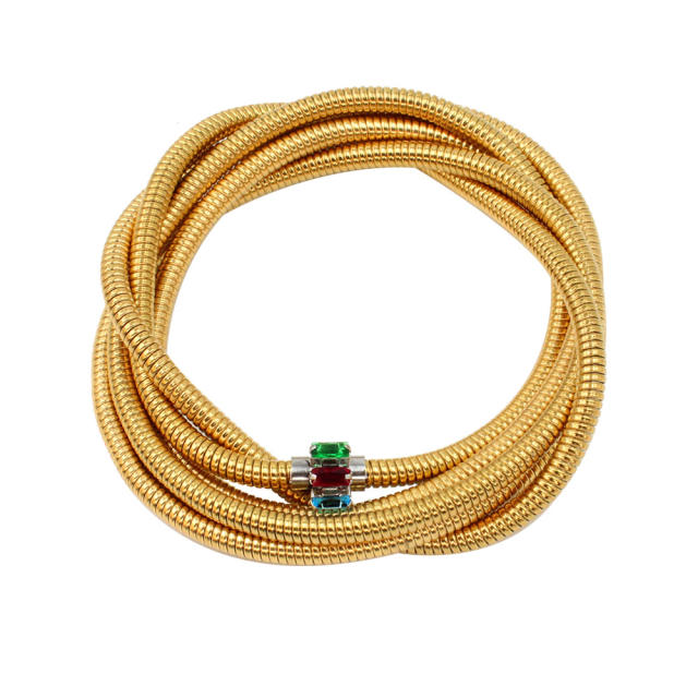 Occident fashion elastic wireless rhinestone stainless steel bangle bracelet