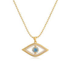 18KG diamond key evil eye pendant copper necklace