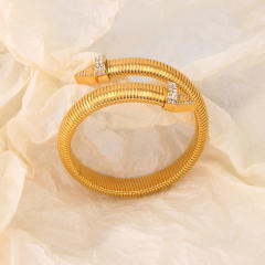 18KG rhinestone setting triangle design stainless steel bangle bracelet