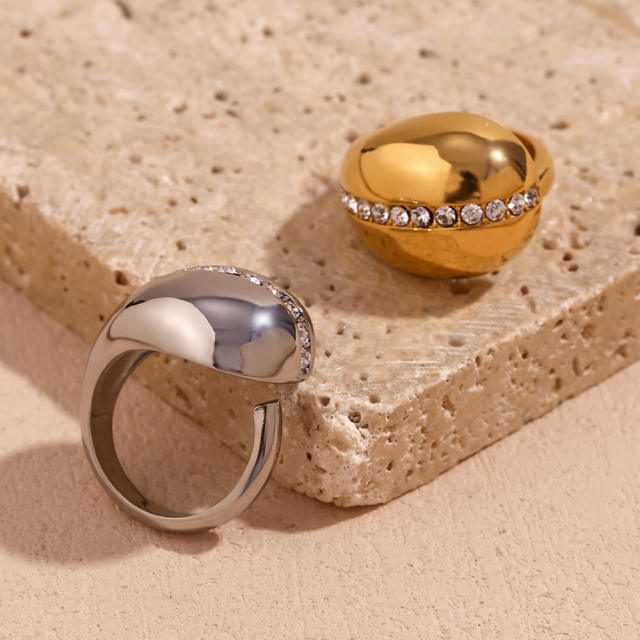 18KG chunky diamond water drop stainless steel finger rings