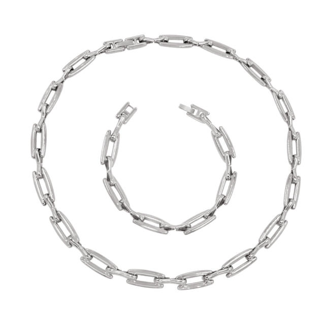Concise easy match stainless steel chain necklace bracelet