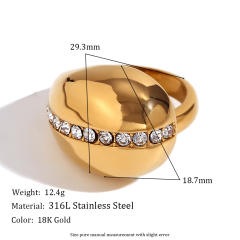 18KG chunky diamond water drop stainless steel finger rings