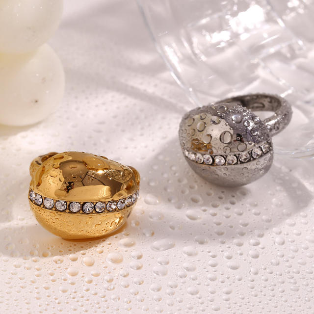 18KG chunky diamond water drop stainless steel finger rings
