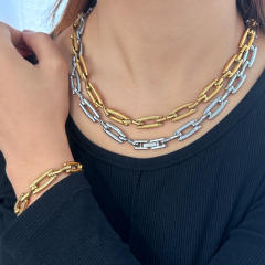 Concise easy match stainless steel chain necklace bracelet
