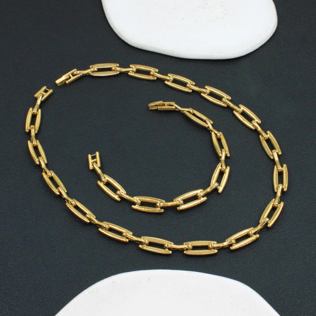 Concise easy match stainless steel chain necklace bracelet