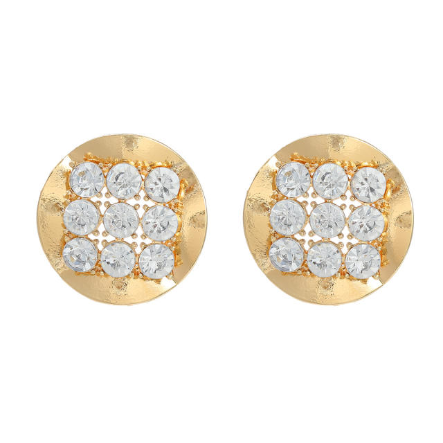 Winter autuman design round shape gold silver color diamond large earrings