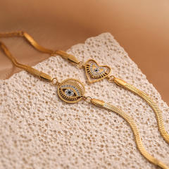 Vintage hot sale evil eye stainless steel snake chain bracelet