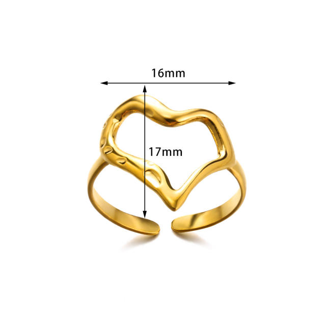 Fashionable gold color snake heart stainless steel finger rings