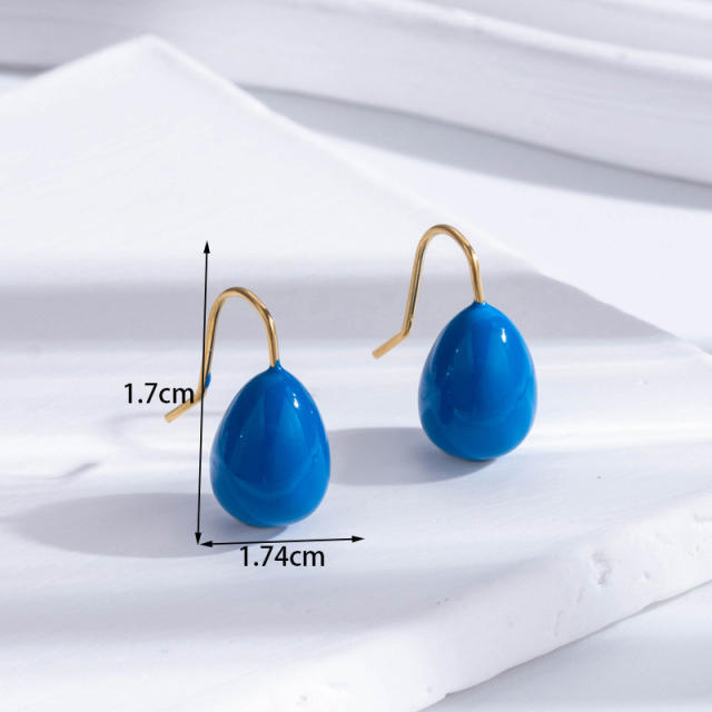 Elegant blue color enamel stainless steel earrings collection