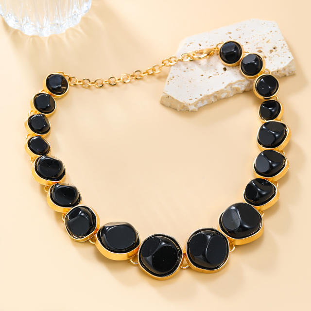 Luxury colorful resin stone party chunky women necklace