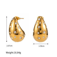 Chunky rhinestone setting water drop hot sale stainless steel earrings