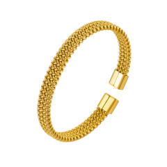 Concise stainless steel cuff bangle bracelet