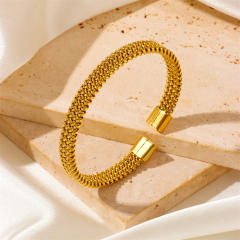 Concise stainless steel cuff bangle bracelet