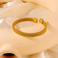 Concise stainless steel cuff bangle bracelet