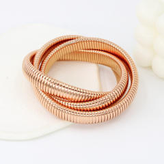 12MM Three layer twsited pattern stainless steel bangle bracelet elastic bangle
