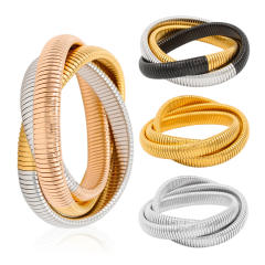 12MM Three layer twsited pattern stainless steel bangle bracelet elastic bangle
